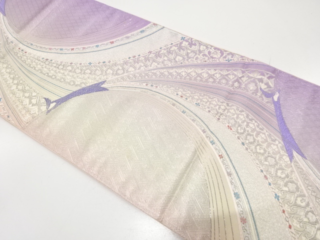 JAPANESE KIMONO / ANTIQUE FUKURO OBI / SILK / WOVEN ORIENTAL PEACOCK